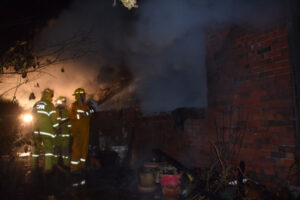 Couple escape burning home