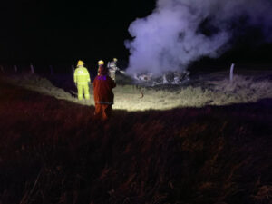 Car blaze after rolling near Kerang