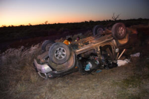 Car rolled: woman hurt