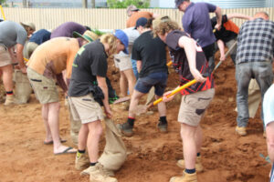Everyone digging in