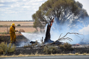 Lost wheel sparks grass fire