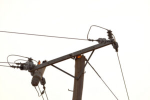 Power pole snapped, fire ignited