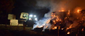 Early-morning hay blaze