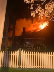 House damaged as fire rips through