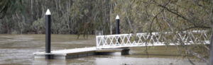 Wharf gangway linked to river