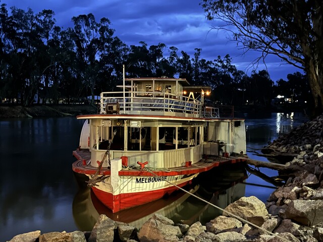 Paddle boat steaming home