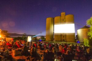 Projecting film greats on silos