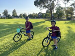 Wheels on the bike go round and round